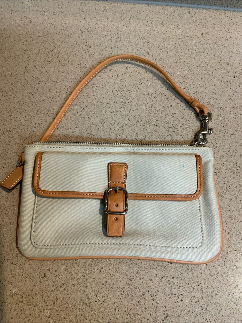 Coach canvas and leather wristlet